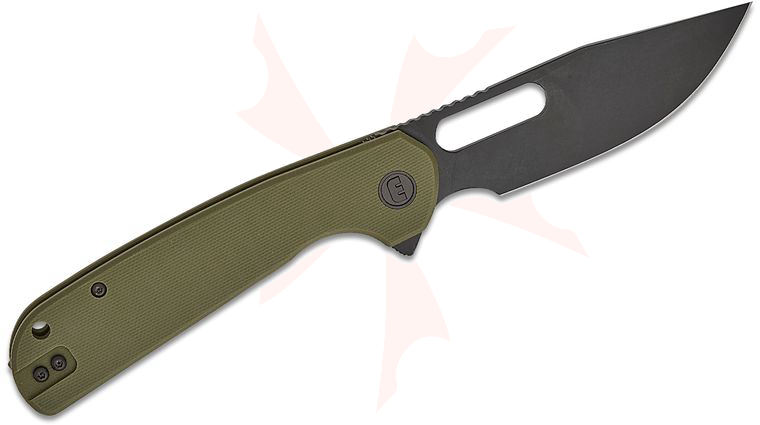 Liong Mah Designs Eutektik Trinity Left Handed Flipper Knife 3.75 inch 14C28N Black Stonewashed Clip Point Blade, OD Green G10 Handles