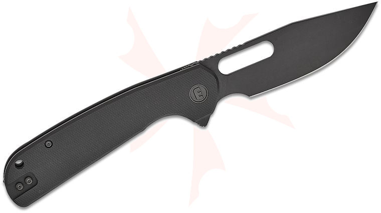 Liong Mah Designs Eutektik Trinity Left Handed Flipper Knife 3.75 inch 14C28N Black Stonewashed Clip Point Blade, Black G10 Handles