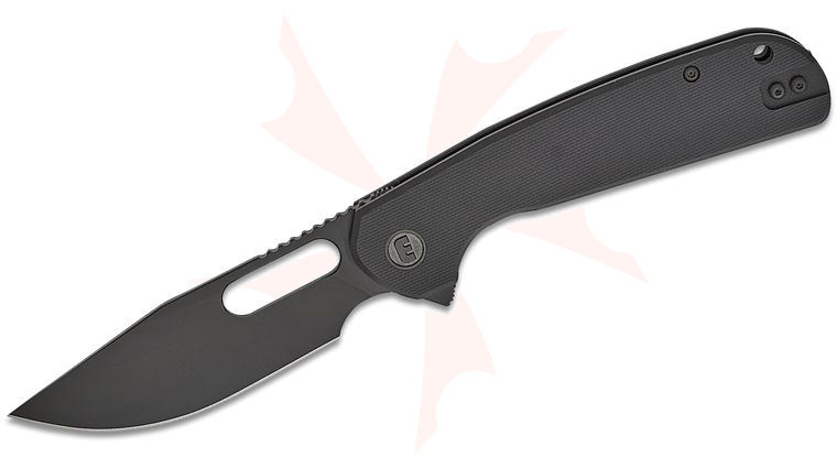 Liong Mah Designs Eutektik Trinity Flipper Knife 3.75 inch 14C28N Black Stonewashed Clip Point Blade, Black G10 Handles