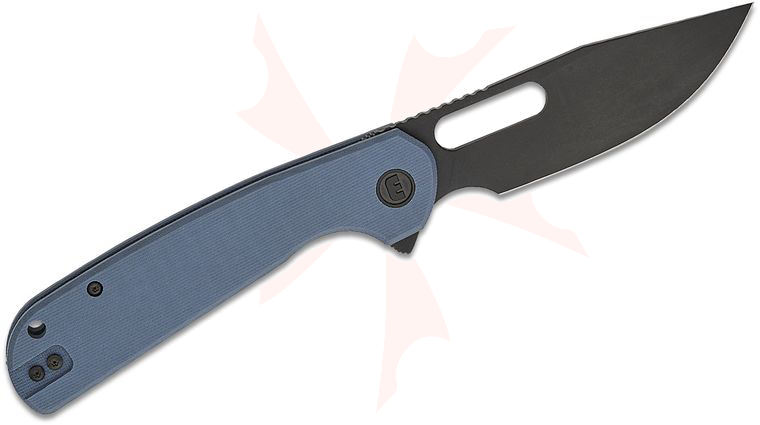 Liong Mah Designs Eutektik Trinity Left Handed Flipper Knife 3.75 inch 14C28N Black Stonewashed Clip Point Blade, Denim Blue G10 Handles