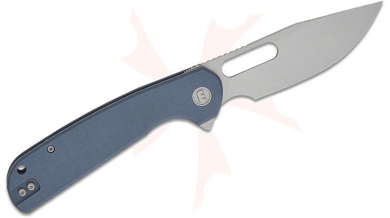 Liong Mah Designs Eutektik Trinity Left Handed Flipper Knife 3.75 inch 14C28N Stonewashed Clip Point Blade, Denim Blue G10 Handles