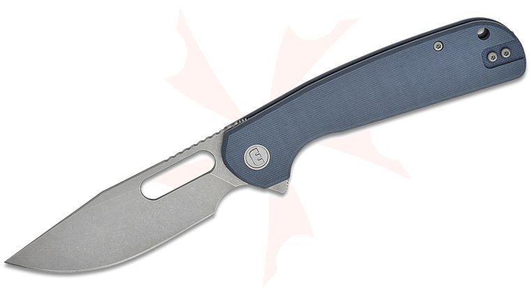 Liong Mah Designs Eutektik Trinity Flipper Knife 3.75 inch 14C28N Stonewashed Clip Point Blade, Denim Blue G10 Handles