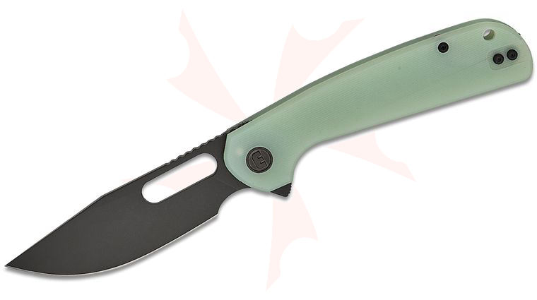 Liong Mah Designs Eutektik Trinity Flipper Knife 3.75 inch 14C28N Black Stonewashed Clip Point Blade, Jade (Natural) G10 Handles