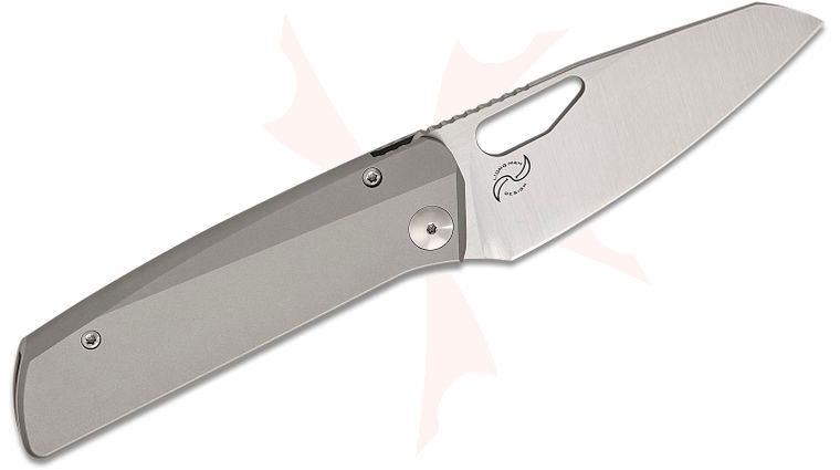 Liong Mah Designs Left-Handed KUF 3.5 Kitchen Utility Folding Knife 3.5 inch CPM-MagnaCut Satin Blade, Contoured Titanium Handles