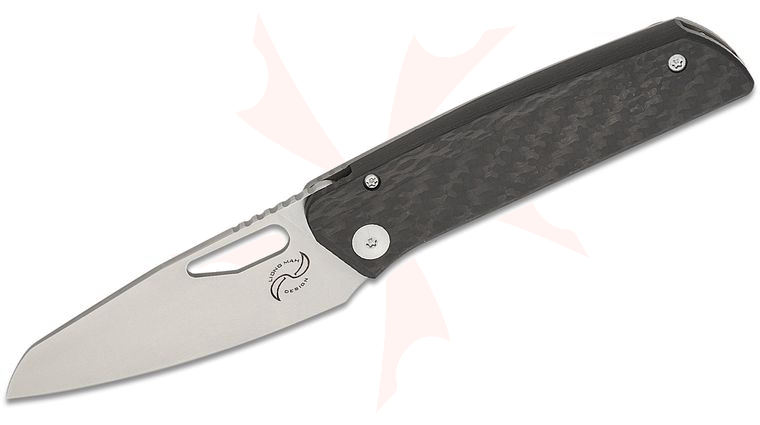 Liong Mah Designs KUF EDC V3 Kitchen Utility Folding Knife 3 inch Elmax Stonewashed Blade, Monoblock Carbon Fiber and Titanium Handles