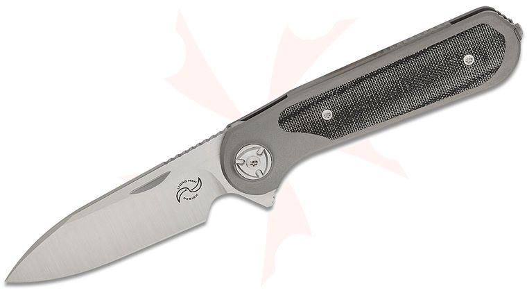 Liong Mah Designs Zulu Flipper Knife 3.25 inch M390 Satin Blade, Titanium Handles with Black Canvas Micarta Inlays