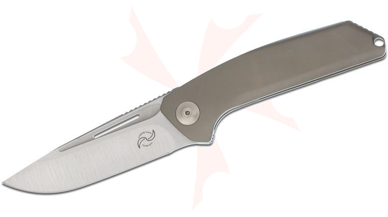 Liong Mah Designs Endeavour Flipper 3.75 inch S35VN Satin Blade, Contoured Bronze Titanium Handles