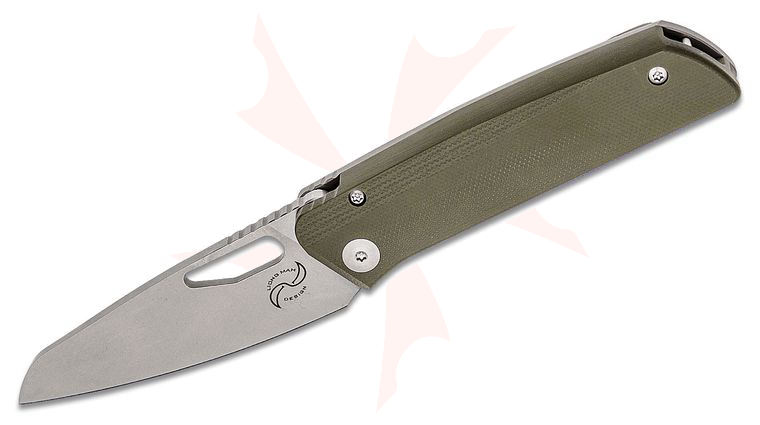 Liong Mah Designs KUF EDC V3 Kitchen Utility Folding Knife 3 inch Elmax Stonewashed Blade, Monoblock OD Green G10 and Titanium Handles