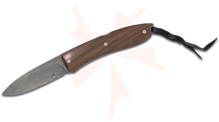 LionSteel 8800D ST Opera Folding 2.91 inch Damascus Steel Blade, Santos Wood Handles