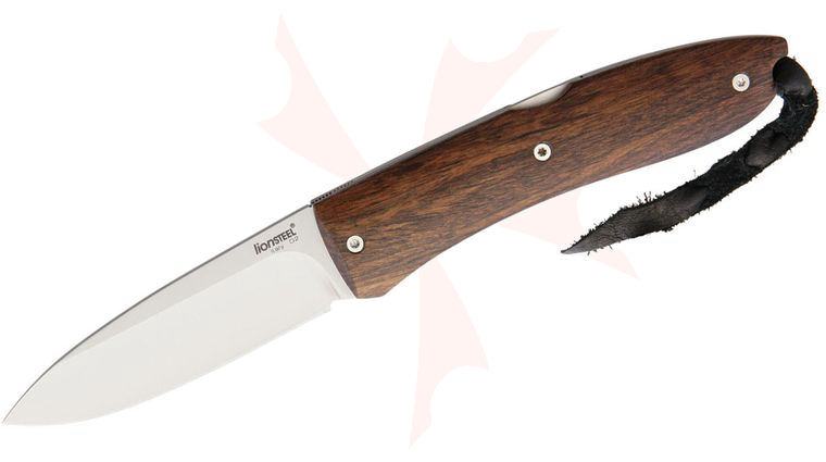 LionSteel 8800 ST Opera Folding Knife 2.91 inch Satin D2 Tool Steel Blade, Santos Wood Handles
