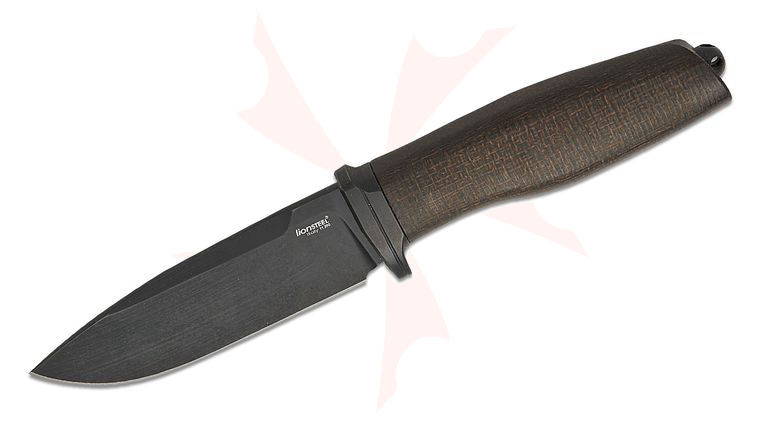 LionSteel AH B BLB Acha Fixed Blade Knife 4.5 inch M390 Satin Drop Point Blade, Single Piece Green Burlap Micarta Handle with Titanium Bolster, Leather Sheath