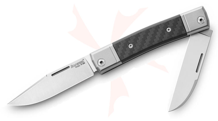 LionSteel bestMAN BM13 Traditional Folding Knife M390 Clip Point and Wharncliffe Blades, Carbon Fiber Handles with Titanium Bolsters