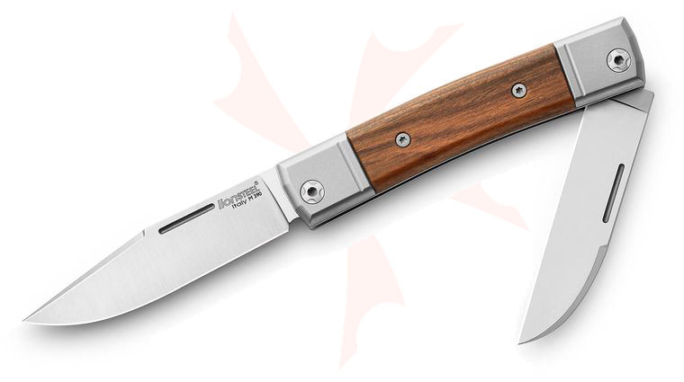 LionSteel bestMAN BM13 Traditional Folding Knife M390 Clip Point and Wharncliffe Blades, Santos Wood Handles with Titanium Bolsters