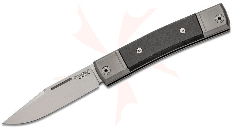 LionSteel bestMAN BM1 Traditional Folding Knife 2.8 inch M390 Clip Point Blade, Carbon Fiber Handles with Titanium Bolsters