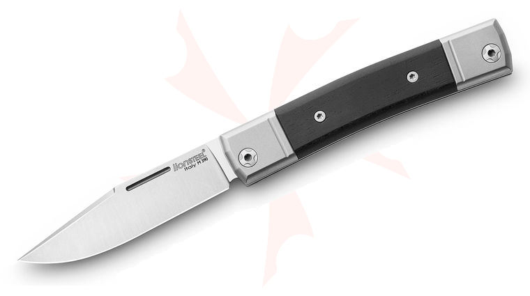 LionSteel bestMAN BM1 Traditional Folding Knife 2.8 inch M390 Clip Point Blade, Ebony Wood Handles with Titanium Bolsters