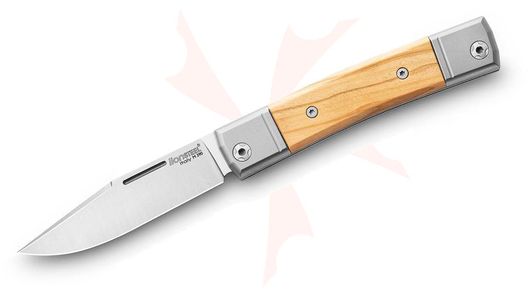 LionSteel bestMAN BM1 Traditional Folding Knife 2.8 inch M390 Clip Point Blade, Olive Wood Handles with Titanium Bolsters