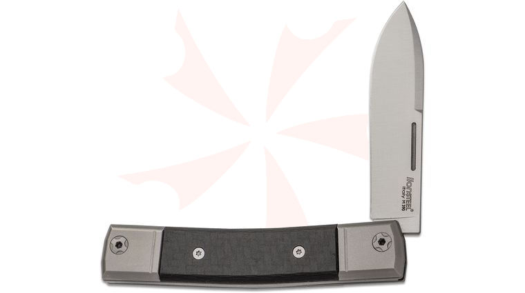 LionSteel bestMAN BM2 Traditional Folding Knife 2.8 inch M390 Drop Point Blade, Carbon Fiber Handles with Titanium Bolsters