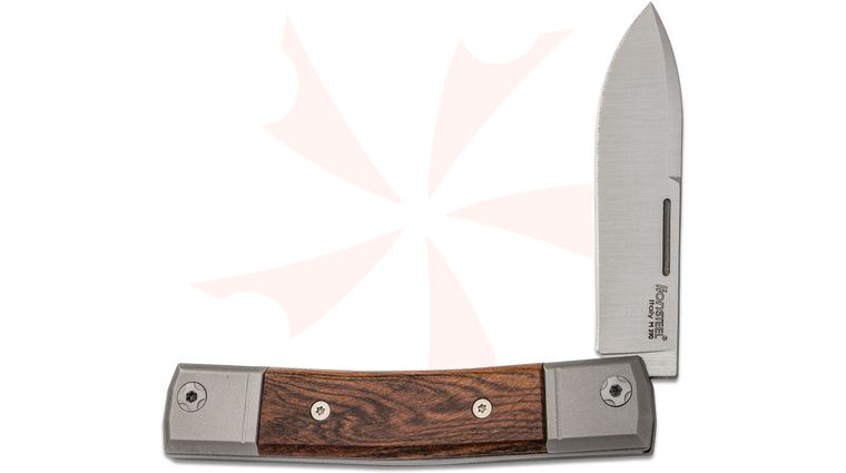 LionSteel bestMAN BM2 Traditional Folding Knife 2.8 inch M390 Drop Point Blade, Santos Wood Handles with Titanium Bolsters