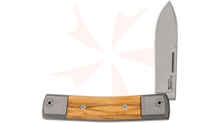 LionSteel bestMAN BM2 Traditional Folding Knife 2.8 inch M390 Drop Point Blade, Olive Wood Handles with Titanium Bolsters