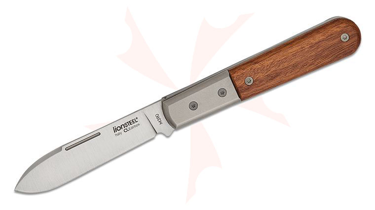 LionSteel CollectorKnives Roundhead Barlow Folding Knife 2.95 inch M390 Spear Point Blade, Santos Wood Handles with Titanium Bolsters