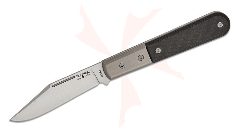 LionSteel CollectorKnives Shuffler Barlow Folding Knife 2.95 inch M390 Clip Point Blade, Carbon Fiber Handles with Titanium Bolsters