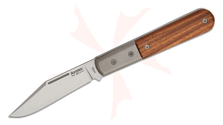 LionSteel CollectorKnives Shuffler Barlow Folding Knife 2.95 inch M390 Clip Point Blade, Santos Wood Handles with Titanium Bolsters