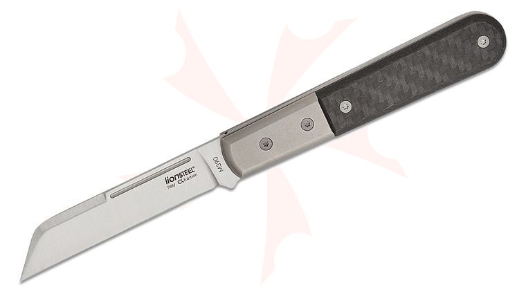 LionSteel CollectorKnives Dom Barlow Folding Knife 2.95 inch M390 Sheepsfoot Blade, Carbon Fiber Handles with Titanium Bolsters