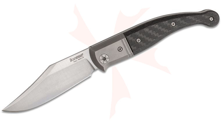 LionSteel Gitano GT01 CF Traditional Folding Knife 3.35 inch Niolox Clip Point Blade, Carbon Fiber Handles with Titanium Bolsters