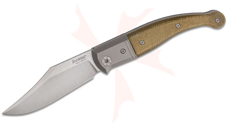 LionSteel Gitano GT01 CVG Traditional Folding Knife 3.35 inch Niolox Clip Point Blade, Green Canvas Micarta Handles with Titanium Bolsters