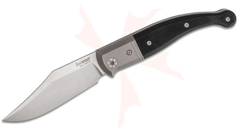 LionSteel Gitano GT01 GBK Traditional Folding Knife 3.35 inch Niolox Clip Point Blade, Black G10 Handles with Titanium Bolsters