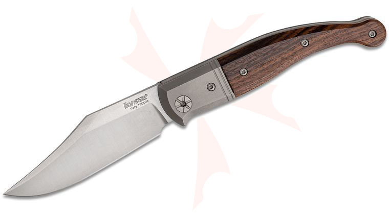 LionSteel Gitano GT01 ST Traditional Folding Knife 3.35 inch Niolox Clip Point Blade, Santos Wood Handles with Titanium Bolsters