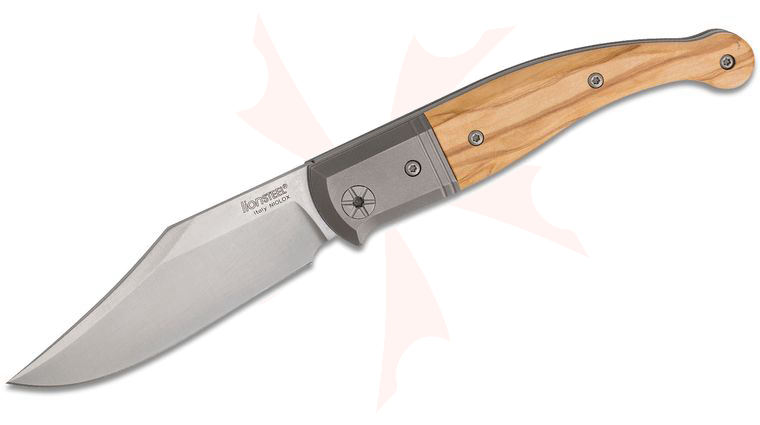 LionSteel Gitano GT01 UL Traditional Folding Knife 3.35 inch Niolox Clip Point Blade, Olive Wood Handles with Titanium Bolsters