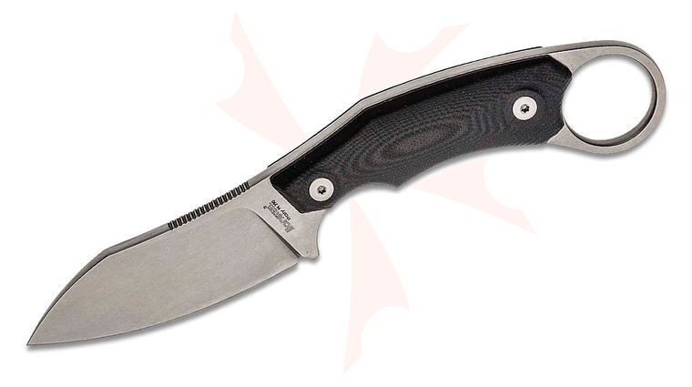 LionSteel H1 Fixed Backup Knife 2.95 inch M390 Stonewashed Sheepsfoot Blade, One-Piece Black G10 Handle, Black Leather Sheath