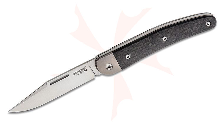 LionSteel Jack JK1 Traditional Folding Knife 3.03 inch M390 Clip Point Blade, Carbon Fiber Handles with Titanium Bolsters