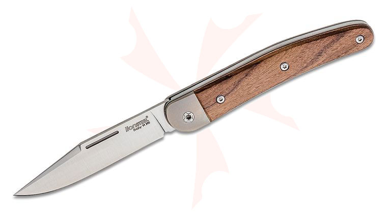LionSteel Jack JK1 Traditional Folding Knife 3.03 inch M390 Clip Point Blade, Santos Wood Handles with Titanium Bolsters