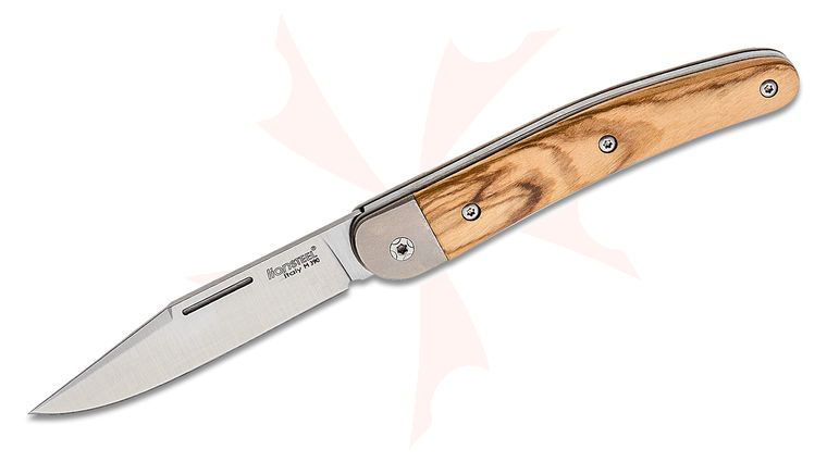 LionSteel Jack JK1 Traditional Folding Knife 3.03 inch M390 Clip Point Blade, Olive Wood Handles with Titanium Bolsters