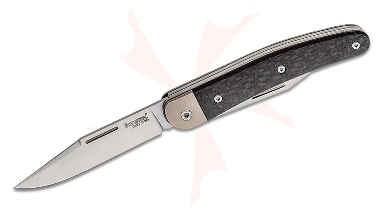 LionSteel Jack JK2 Traditional Folding Knife 3.03 inch M390 Clip Point Blade and Bottler Opener, Carbon Fiber Handles with Titanium Bolsters