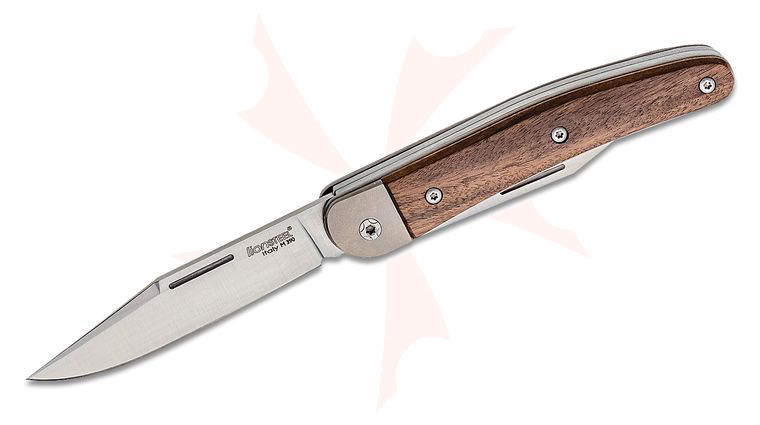 LionSteel Jack JK2 Traditional Folding Knife 3.03 inch M390 Clip Point Blade and Bottler Opener, Santos Wood Handles with Titanium Bolsters