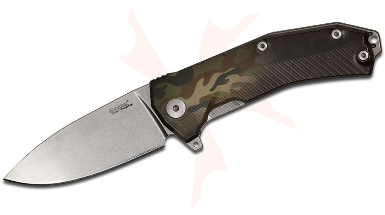 LionSteel KUR Flipper 3.43 inch Sliepner Stonewashed Blade, Metamorphosis Aluminum Handles