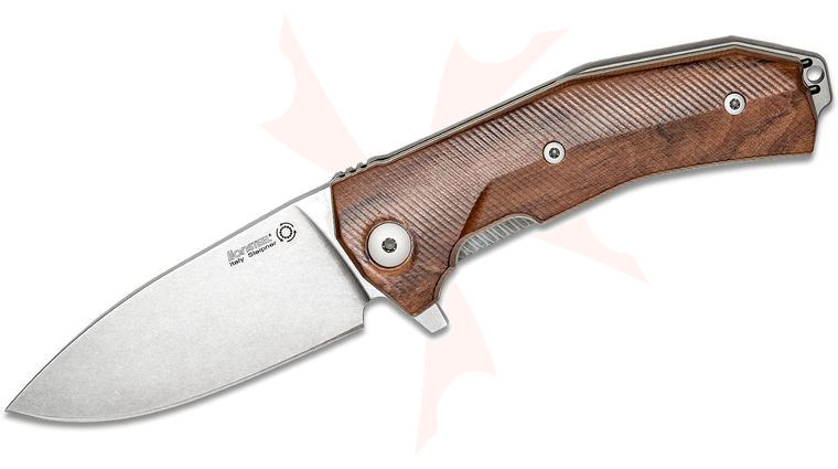 LionSteel KUR Flipper Knife 3.43 inch Sleipner Stonewashed Blade, Santos Wood Handles