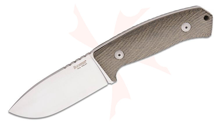 LionSteel M3 Combat Knife Fixed 4.5 inch Niolox Drop Point Blade, Green Canvas Micarta Handles, Leather Sheath