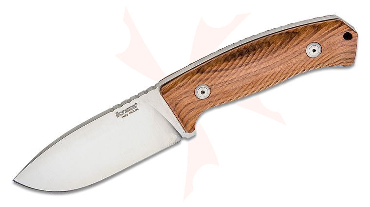 LionSteel M3 Hunter Fixed 4-1/2 inch Niolox Blade, Santos Wood Handles, Leather Sheath