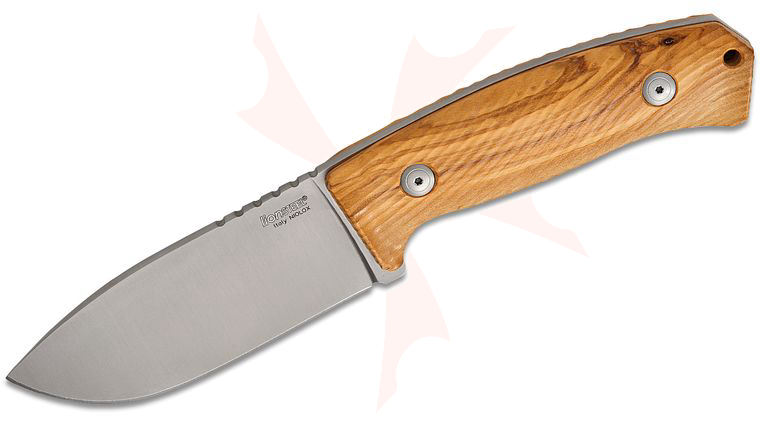 LionSteel M3 Hunter Fixed 4.5 inch Niolox Blade, Olive Wood Handles, Leather Sheath