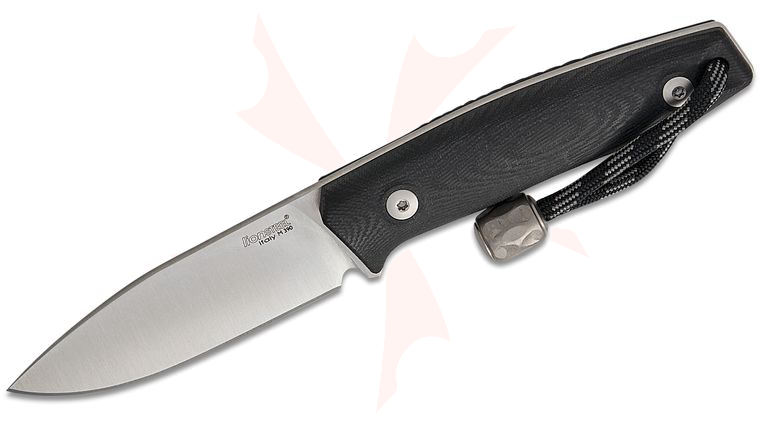 LionSteel M1 GBK Compact Fixed 2.91 inch M390 Drop Point Blade, Black G10 Handles, Leather Sheath