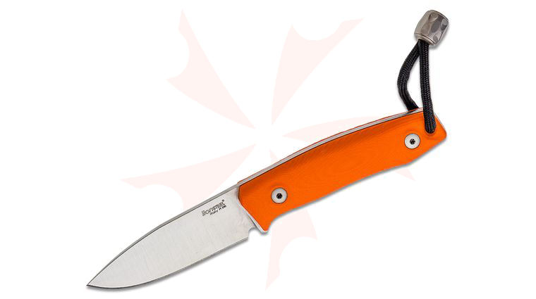 LionSteel M1 GOR Compact Fixed 2.91 inch M390 Drop Point Blade, Orange G10 Handles, Leather Sheath