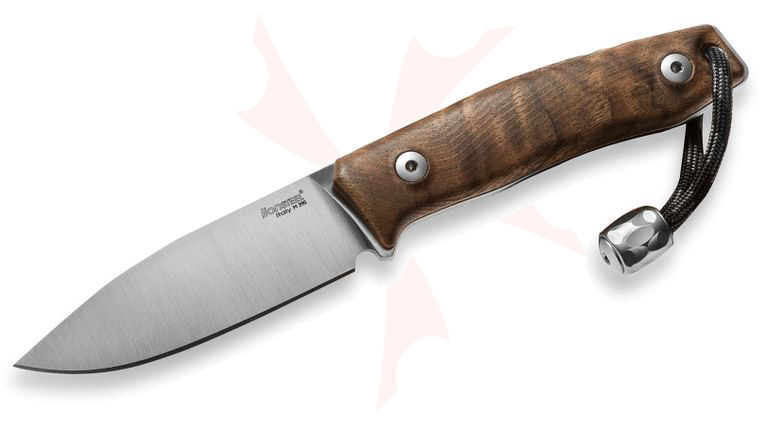LionSteel M1 WN Compact Fixed 2.91 inch M390 Drop Point Blade, Walnut Wood Handles, Leather Sheath