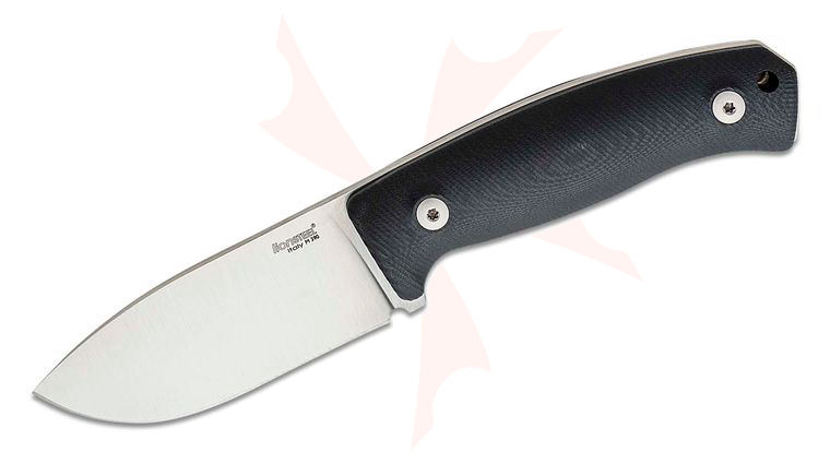 LionSteel M2M GBK MCKF Hunter Fixed Blade Knife 3.54 inch M390 Drop Point, Black G10 Handles, Leather MOLLE Sheath