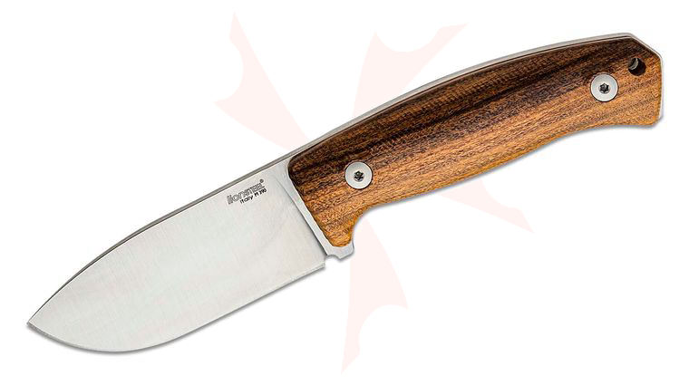 LionSteel M2M ST MCKF Hunter Fixed Blade Knife 3.54 inch M390 Drop Point, Santos Wood Handles, Leather MOLLE Sheath