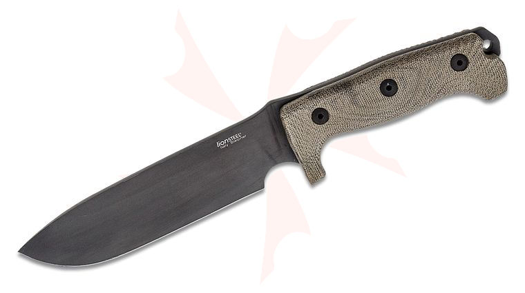 LionSteel M7B CVG Combat / Survival Knife Fixed 7.09 inch Black Sleipner Blade, Green Canvas Micarta Handles, Kydex Sheath