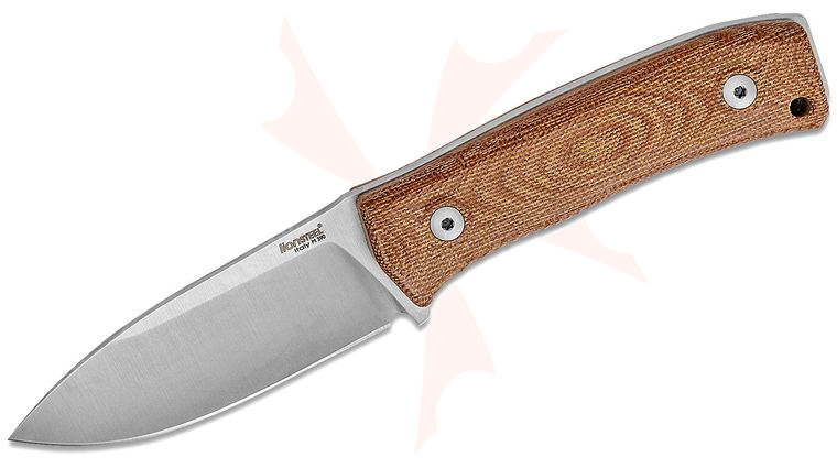 LionSteel M4 CVN Bushcrafting Fixed Blade Knife 3.74 inch Satin M390 Plain Blade, Natural Canvas Micarta Handles, Leather Sheath
